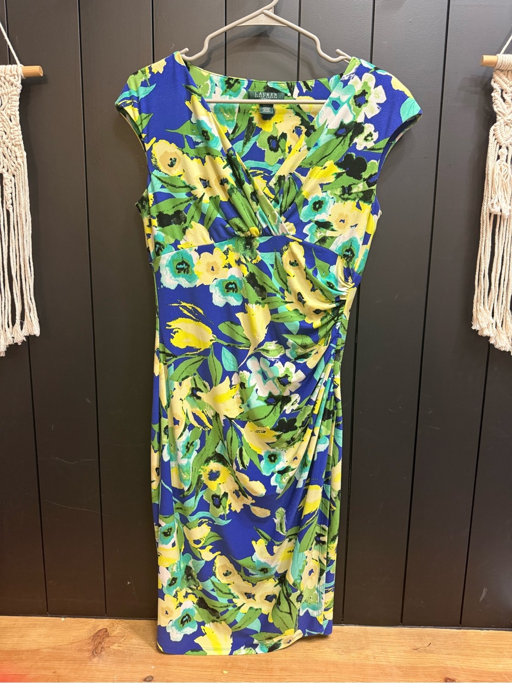 Ralph Lauren Blue, Yellow & Green Floral Midi Dress